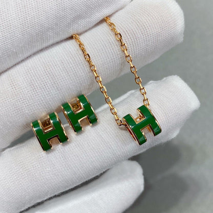 [AURORA]POP H GRÜNE HALSKETTE SILBER UND GOLD