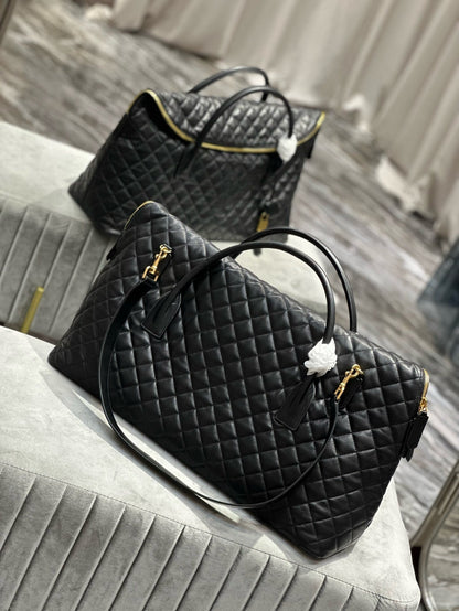 ES GIANT 56 BLACK COWHIDE LEATHER TRAVEL BAG