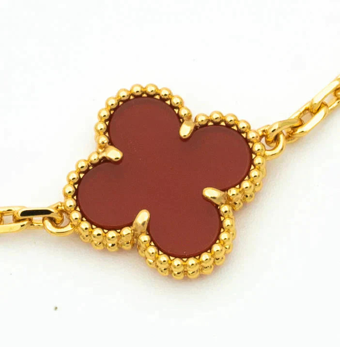 [AURORA]CLOVER 5 MOTIF RED CORNELIAN BRACELET COLLECTION