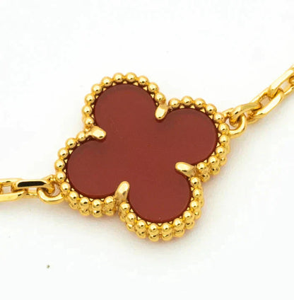 [AURORA]CLOVER 5 MOTIF RED CORNELIAN BRACELET COLLECTION
