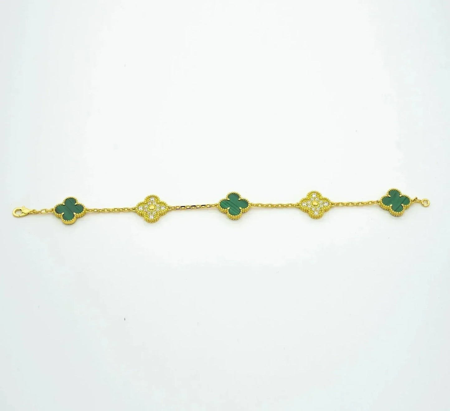 [AURORA]CLOVER 5 MOTIF MALACHITE BRACELET COLLECTION