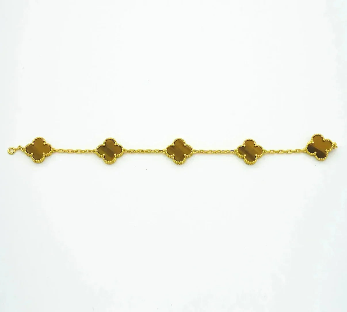 [AURORA]CLOVER 5 MOTIFS TIGER EYE BRACELET COLLECTION