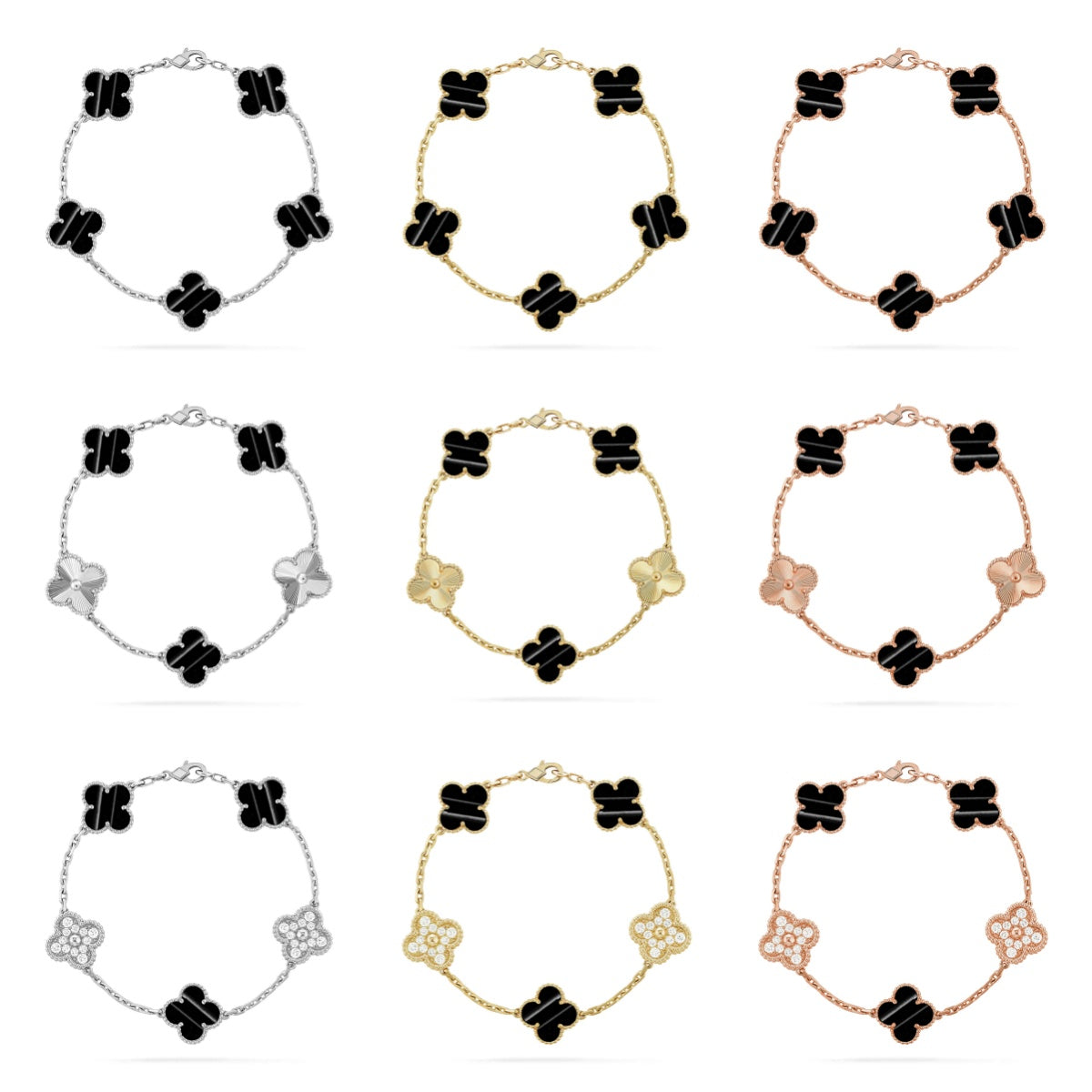 [AURORA] CLOVER 5 MOTIF PULSAR STONE BRACELET COLLECTION