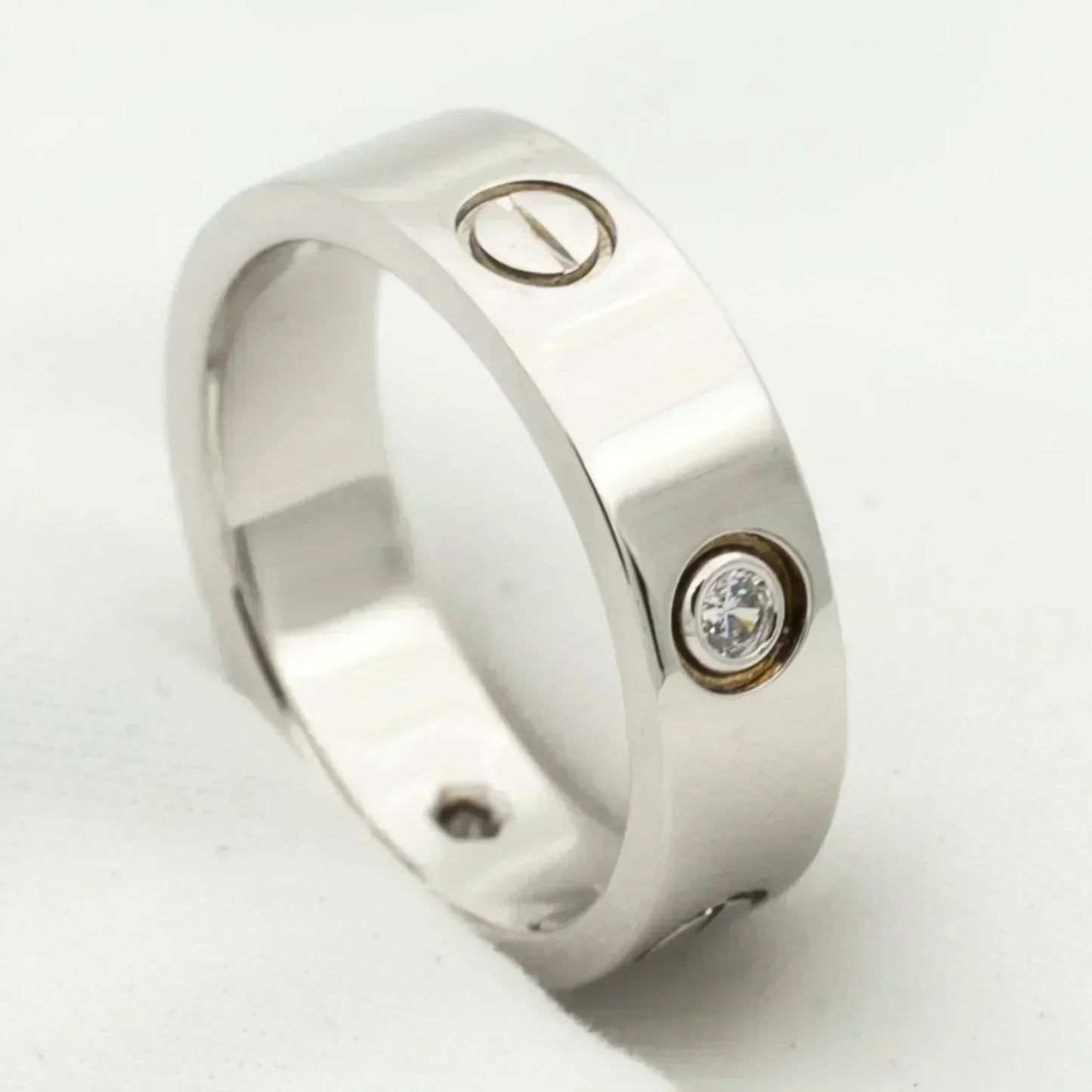 [AURORA]LOVE RING 5.5MM 3 DIAMONDS SILVER