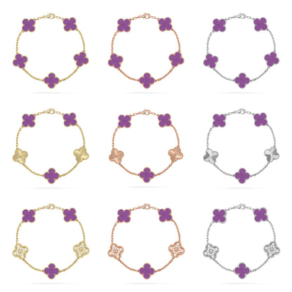 [AURORA] CLOVER 5 MOTIF VIOLET BRACELET COLLECTION