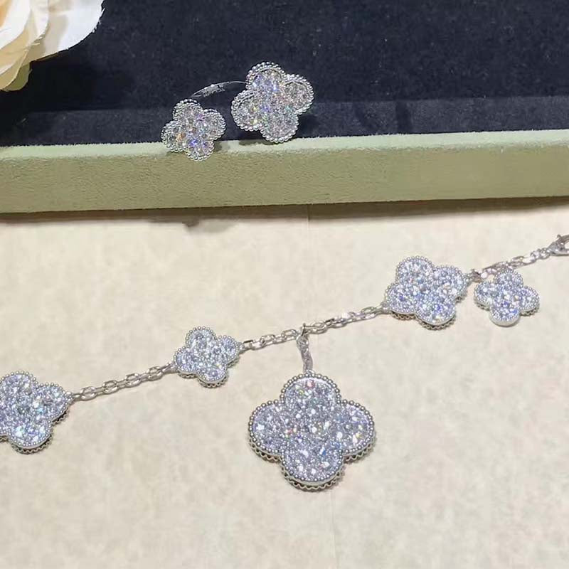 [basloveJW]CLOVER 6 MOTIVE SILBER DIAMANT ARMBAND