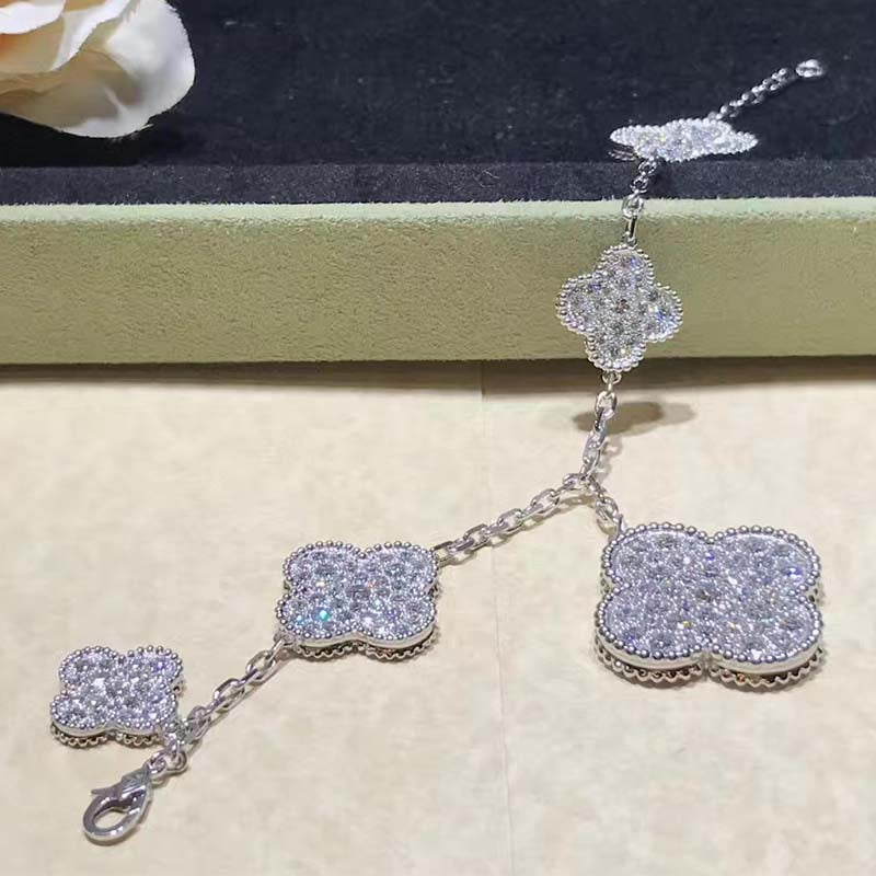 [basloveJW]CLOVER 6 MOTIVE SILBER DIAMANT ARMBAND
