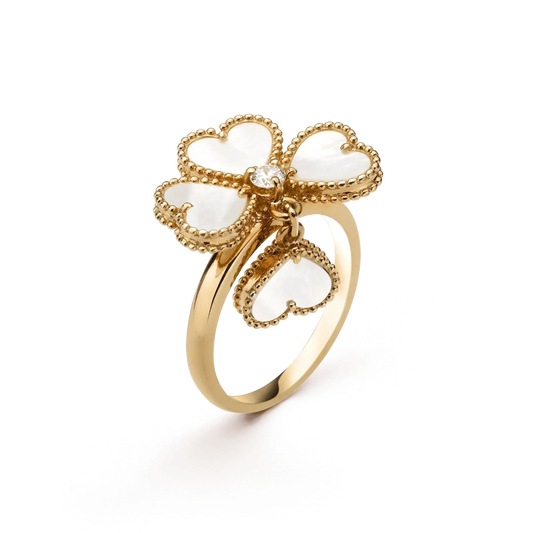 [AURORA]SWEET CLOVER WHITE MOP RING