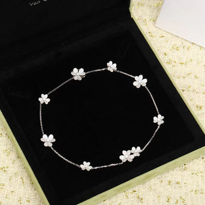 [basloveJW]FRIVOLE SILBERNE HALSKETTE MIT 9 BLUMEN