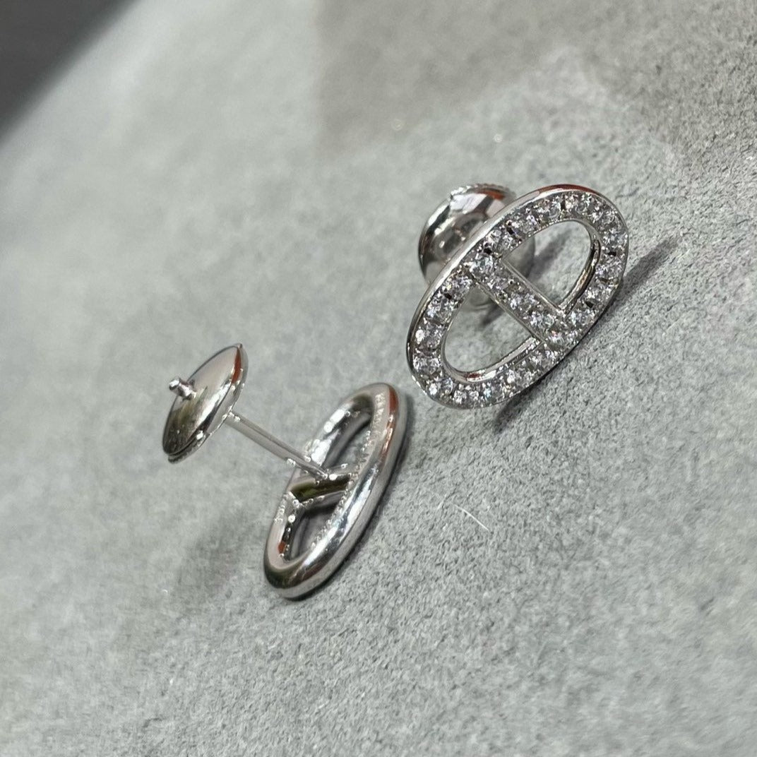 [AURORA]HM FULL DIAMOND PIG NOSE STUD EARRINGS