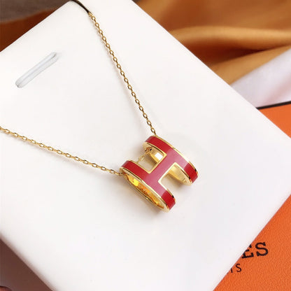 [AURORA]HM CLIC レッドエナメルゴールドネックレス