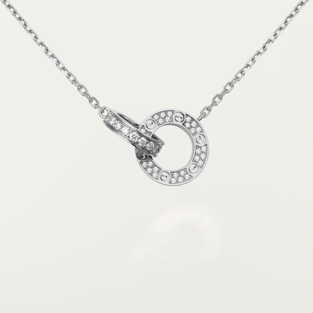 [AURORA]ラブ 7.6mm ネックレス ローズゴールド＆シルバー フルダイヤモンド