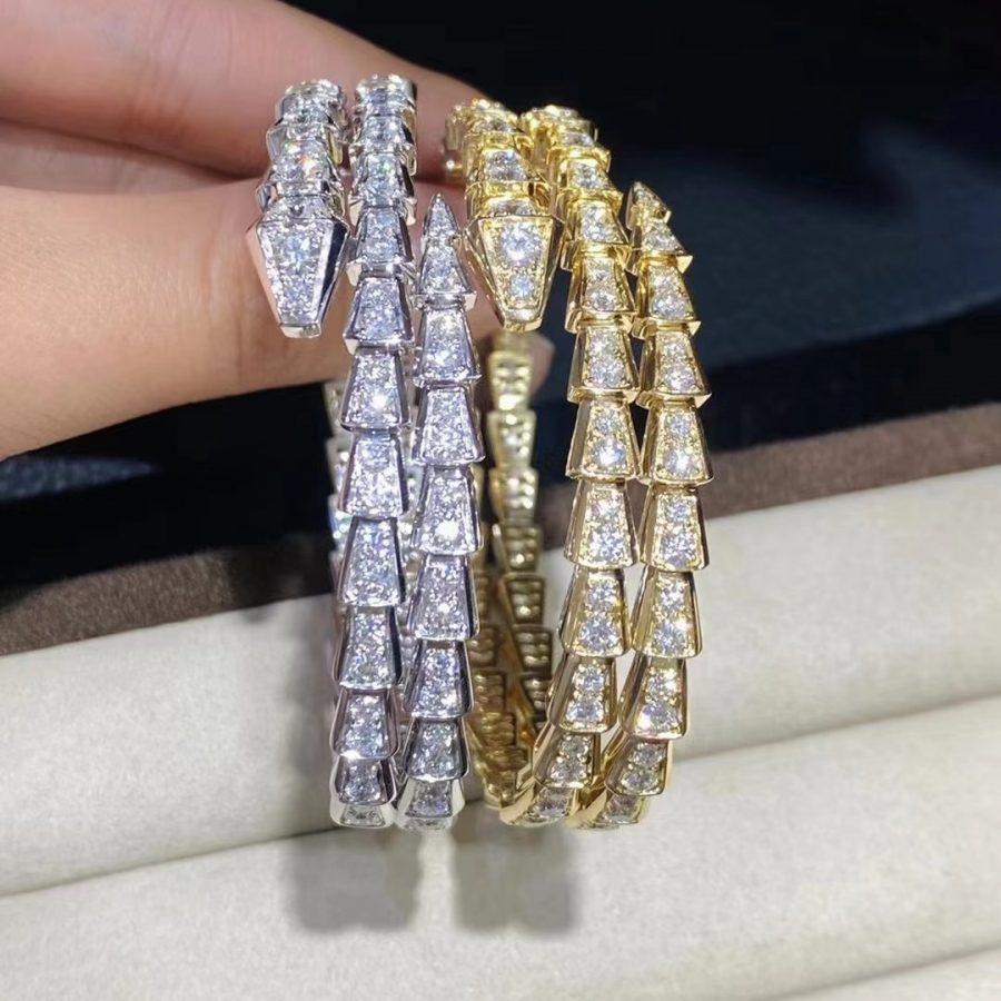 [AURORA]SERPENTI ARMBAND GOLD DIAMANT DOPPELREIHIG