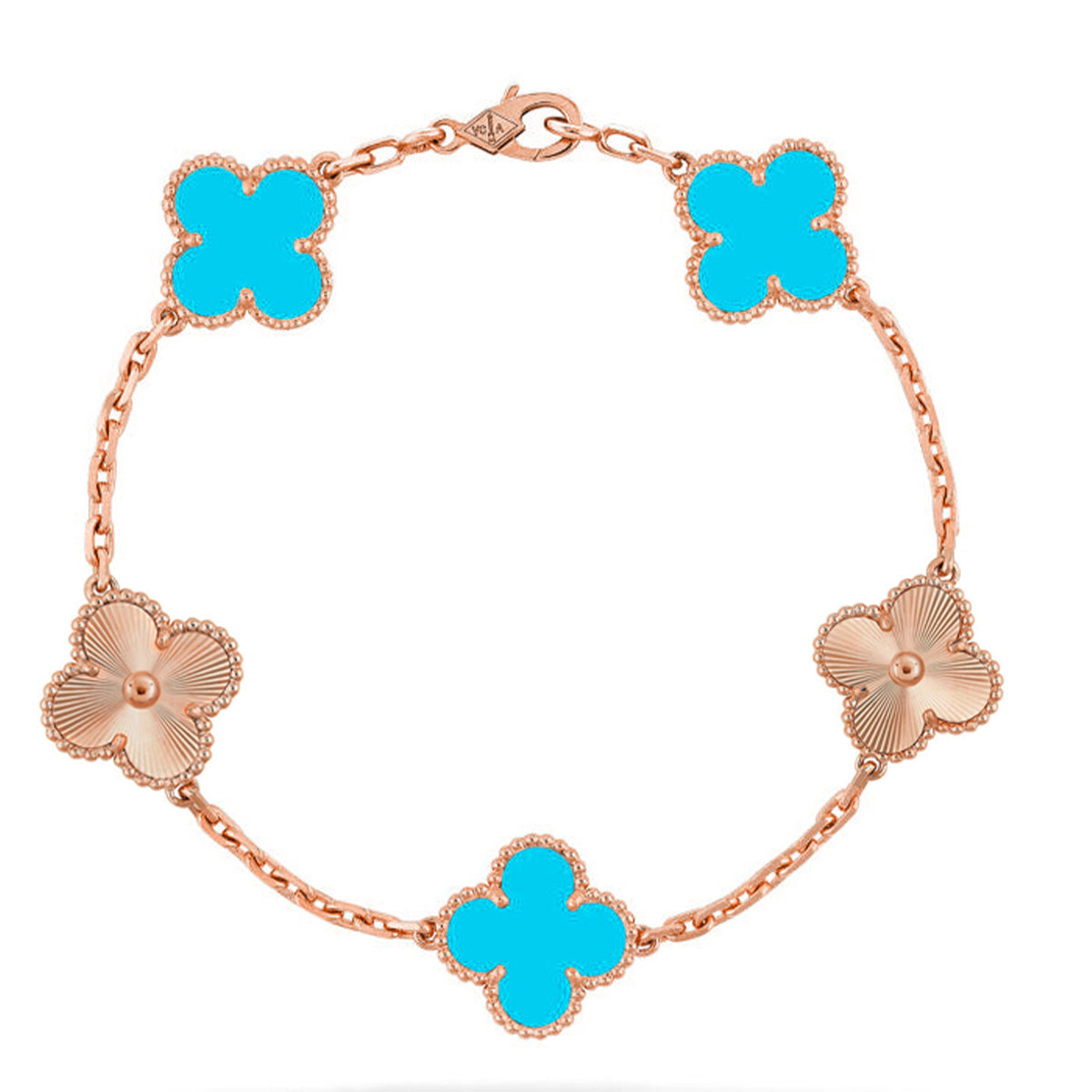 [AURORA] CLOVER 5 MOTIF TURQUOISE BRACELET COLLECTION