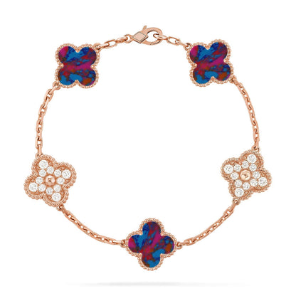 [AURORA]CLOVER 5 MOTIF COLOR GEMSTONES BRACELET COLLECTION