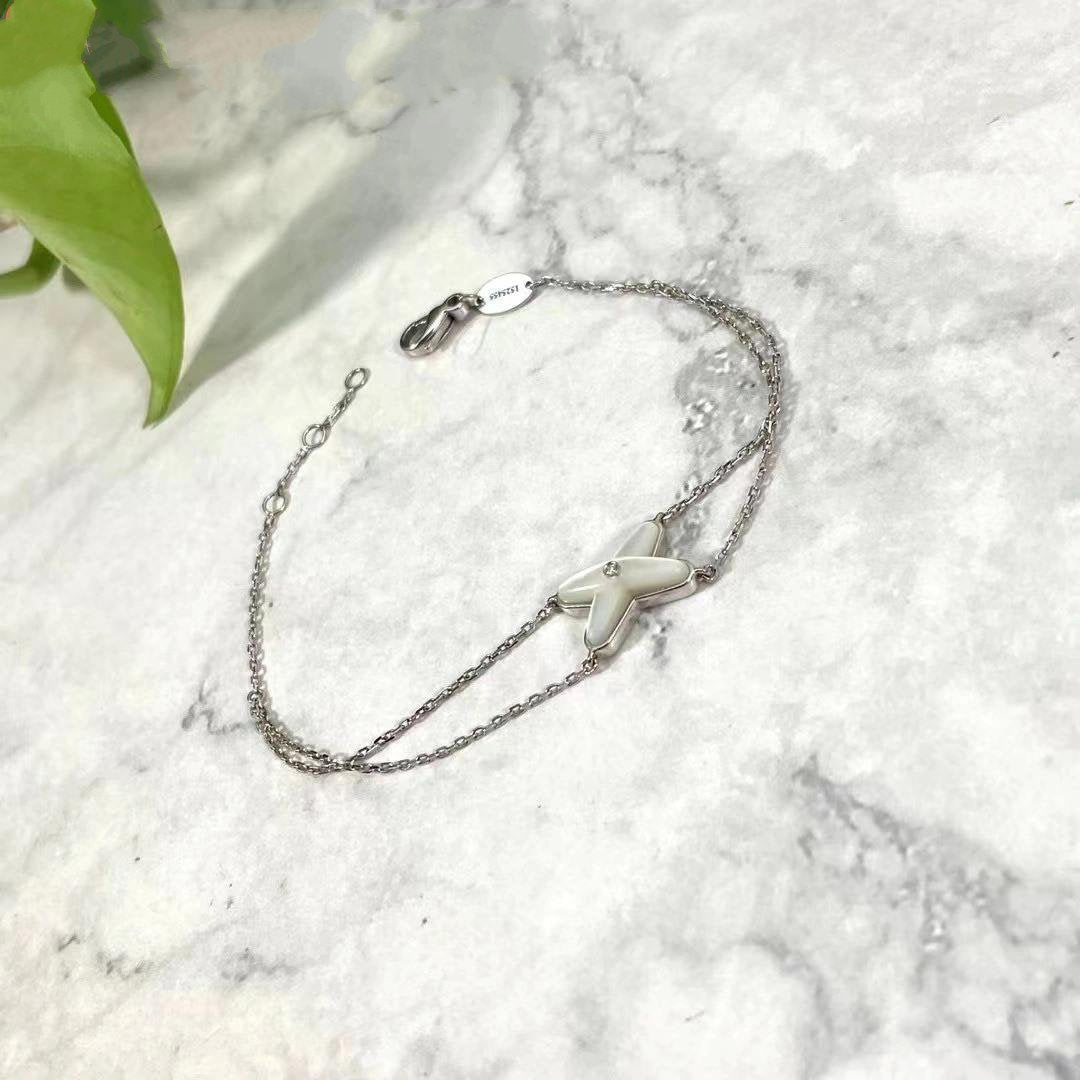 [AURORA]JEUX ARMBAND WEISSES MOP SILBER 1 DIAMANT