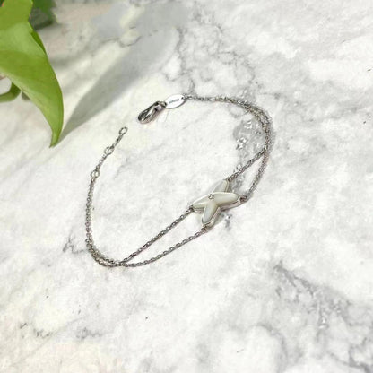 [AURORA]JEUX ARMBAND WEISSES MOP SILBER 1 DIAMANT