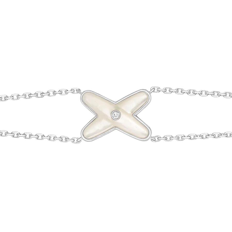 [AURORA]JEUX ARMBAND WEISSES MOP SILBER 1 DIAMANT