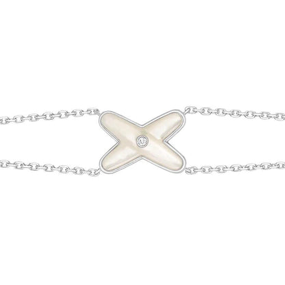[AURORA]JEUX ARMBAND WEISSES MOP SILBER 1 DIAMANT