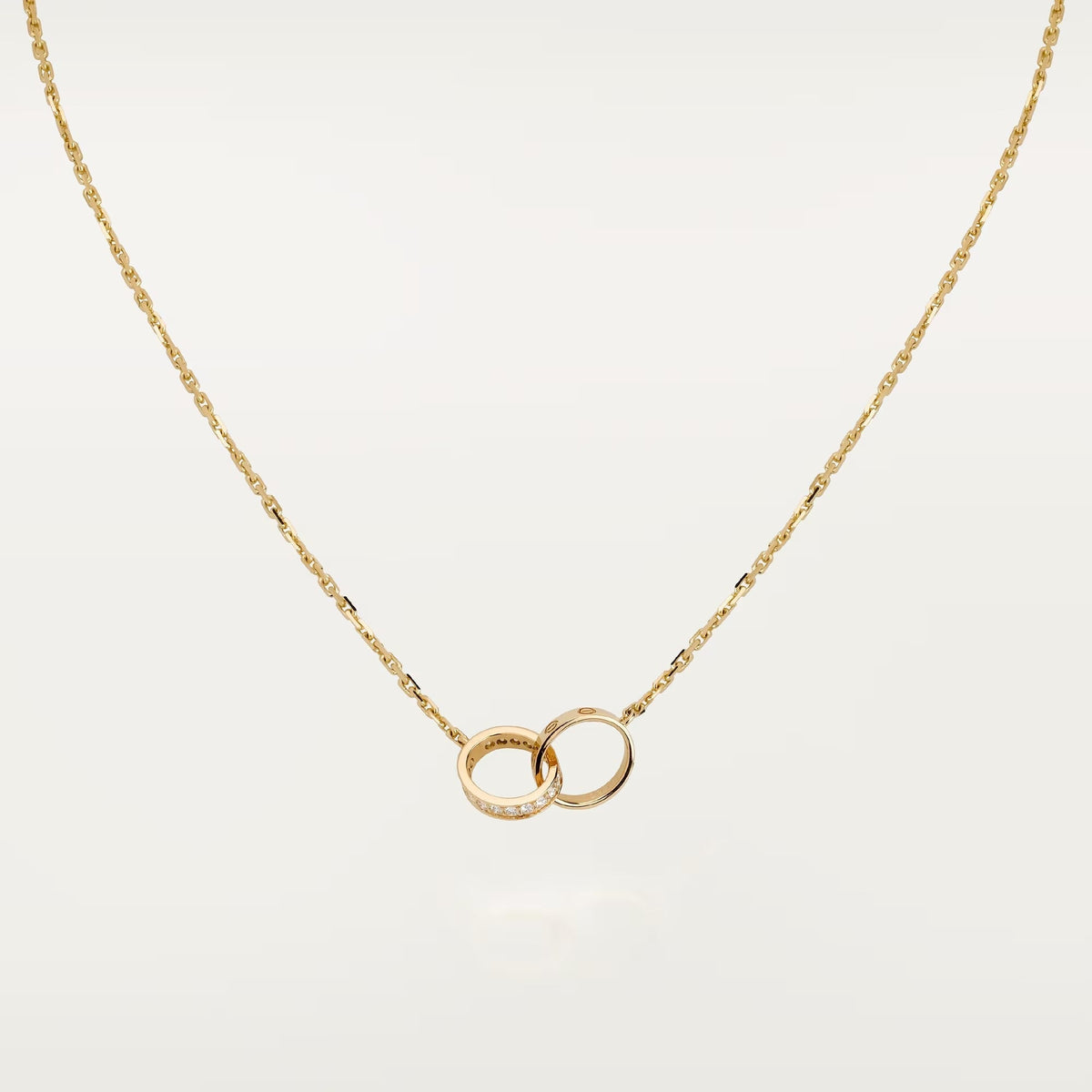 [AURORA]LOVE DOUBLE RING HALF DIAMOND NECKLACE