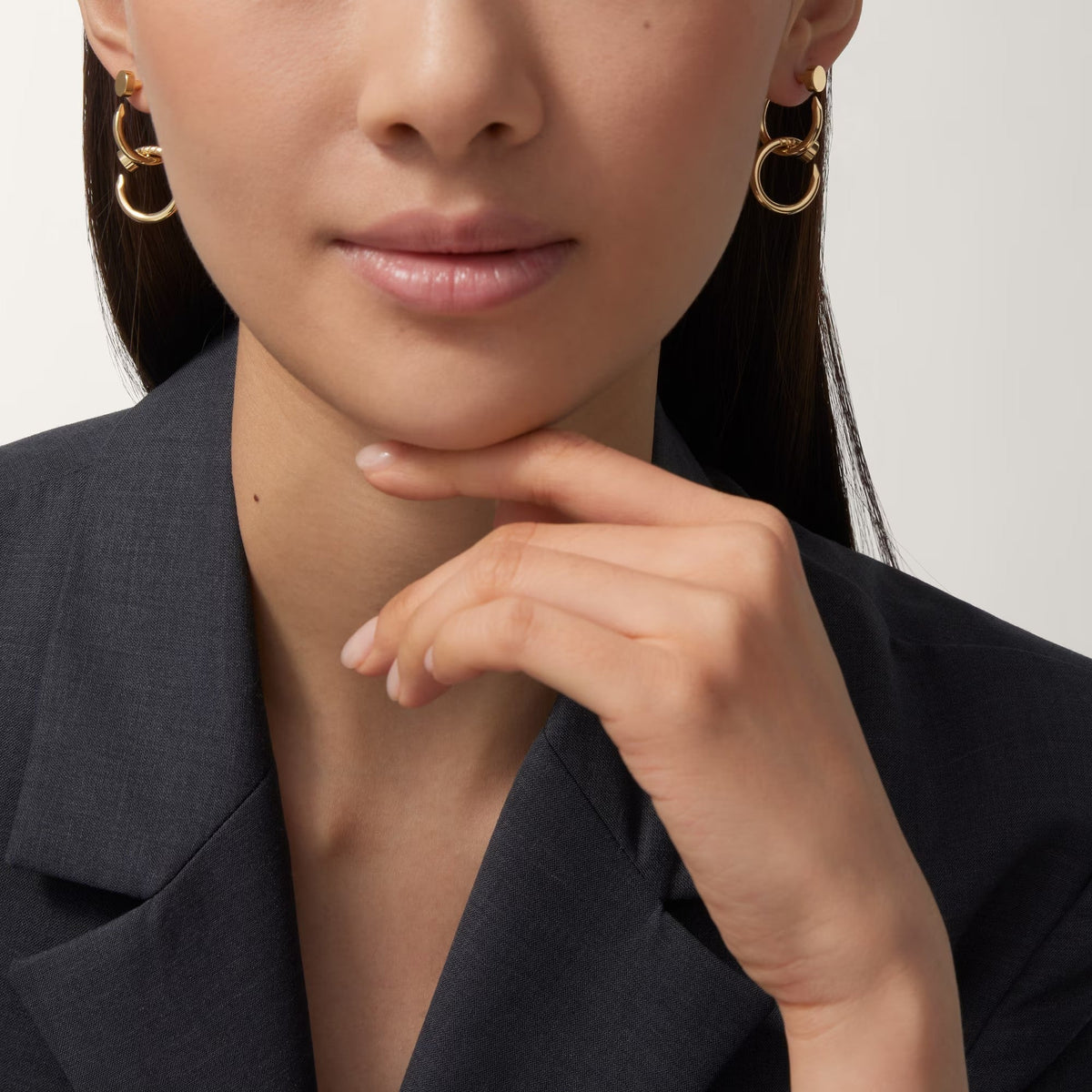 [AURORA]JUSTE NO DIAMOND DOUBLE EARRINGS
