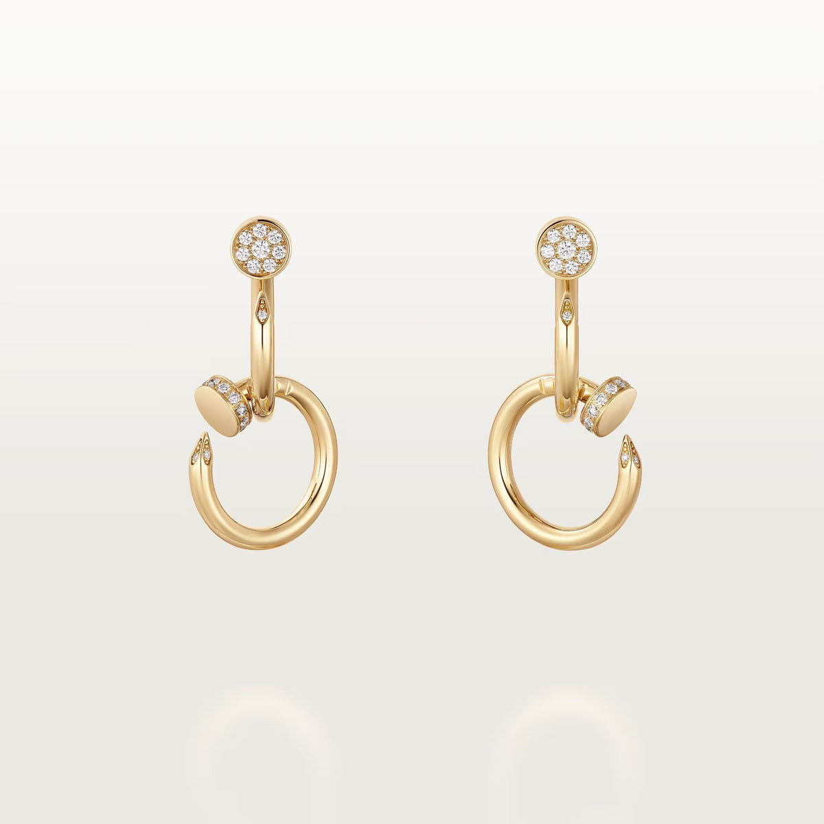 [AURORA]JUSTE HALF DIAMOND DOUBLE EARRINGS