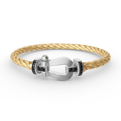 [AURORA]FORCE GROSSES HUFEISENARMBAND MIT SCHWARZEN DIAMANTEN SILBER