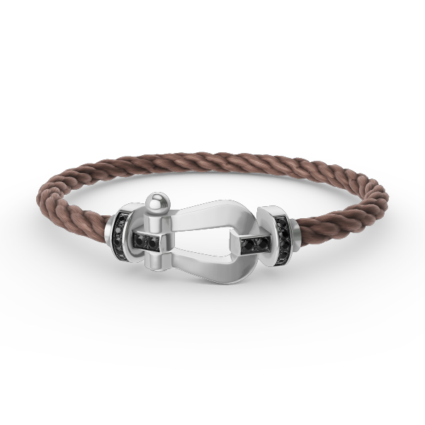 [AURORA]FORCE GROSSES HUFEISENARMBAND MIT SCHWARZEN DIAMANTEN SILBER