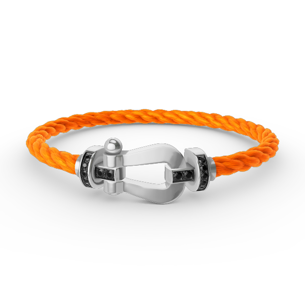 [AURORA]FORCE GROSSES HUFEISENARMBAND MIT SCHWARZEN DIAMANTEN SILBER