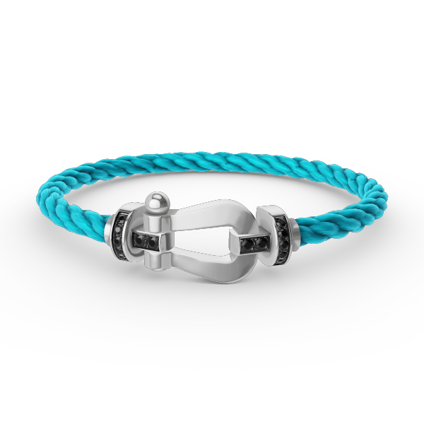 [AURORA]FORCE GROSSES HUFEISENARMBAND MIT SCHWARZEN DIAMANTEN SILBER