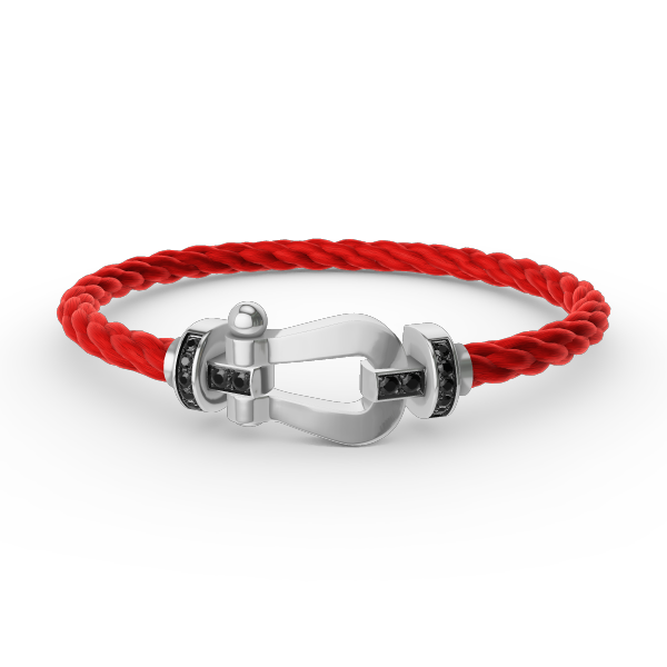 [AURORA]FORCE GROSSES HUFEISENARMBAND MIT SCHWARZEN DIAMANTEN SILBER