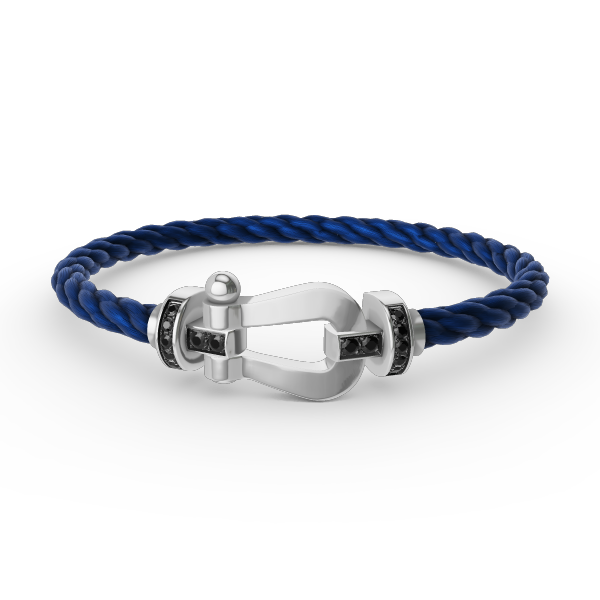 [AURORA]FORCE GROSSES HUFEISENARMBAND MIT SCHWARZEN DIAMANTEN SILBER