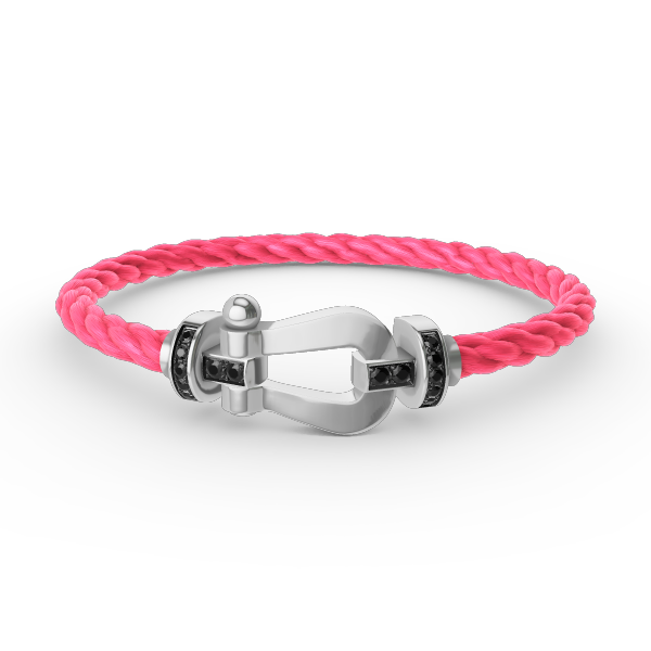[AURORA]FORCE GROSSES HUFEISENARMBAND MIT SCHWARZEN DIAMANTEN SILBER