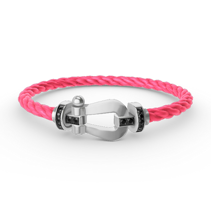 [AURORA]FORCE GROSSES HUFEISENARMBAND MIT SCHWARZEN DIAMANTEN SILBER