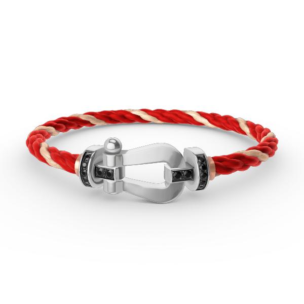 [AURORA]FORCE GROSSES HUFEISENARMBAND MIT SCHWARZEN DIAMANTEN SILBER