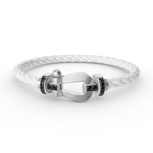 [AURORA]FORCE GROSSES HUFEISENARMBAND MIT SCHWARZEN DIAMANTEN SILBER