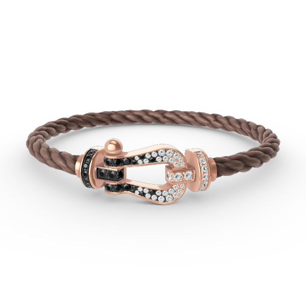 [AURORA]FORCE GROSSES HUFEISENARMBAND MIT SCHWARZ-WEISSEN DIAMANTEN UND ROSÉGOLD