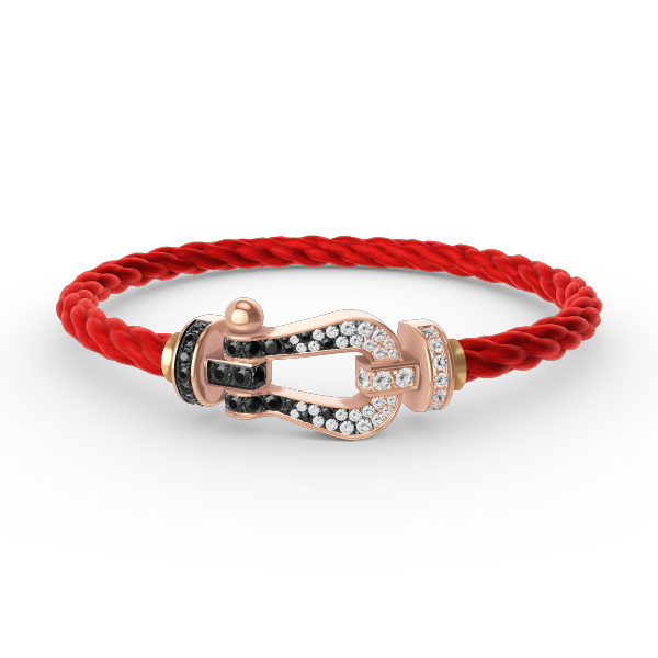 [AURORA]FORCE GROSSES HUFEISENARMBAND MIT SCHWARZ-WEISSEN DIAMANTEN UND ROSÉGOLD