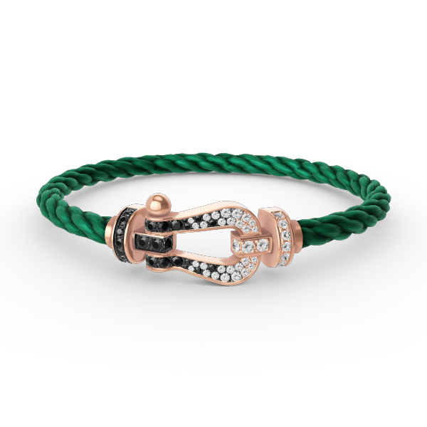 [AURORA]FORCE GROSSES HUFEISENARMBAND MIT SCHWARZ-WEISSEN DIAMANTEN UND ROSÉGOLD