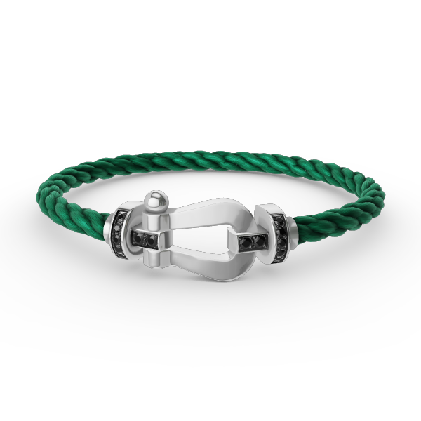 [AURORA]FORCE GROSSES HUFEISENARMBAND MIT SCHWARZEN DIAMANTEN SILBER