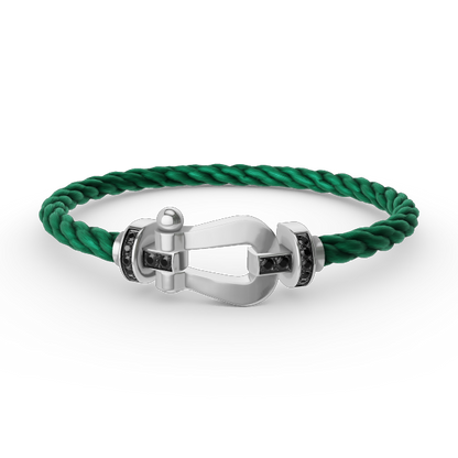 [AURORA]FORCE GROSSES HUFEISENARMBAND MIT SCHWARZEN DIAMANTEN SILBER