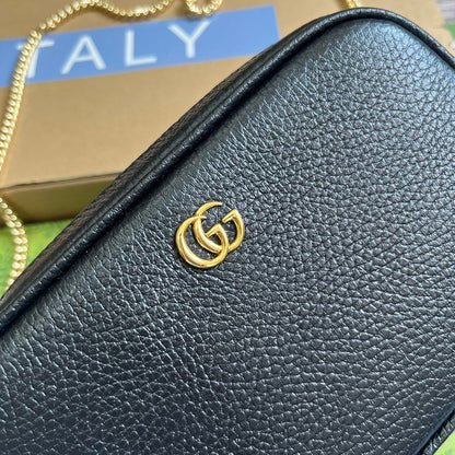 GG MARMONT MINI 18 BAG IN BLACK CALFSKIN