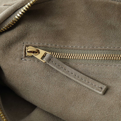 BOTTEGA VENETA 25S SMALL JODIE 48 IN MUTED TAUPE SUEDE GOLD HARDWARE
