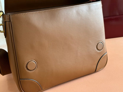 MEDIUM EMBLEM CROSSBODY BAG 29 IN BROWN CALFSKIN