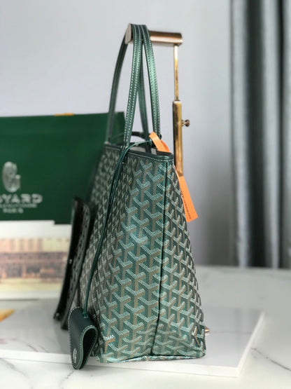 SAINT LOUIS PM 34 IN GREEN GOYARDINE CANVAS AND CALFSKIN