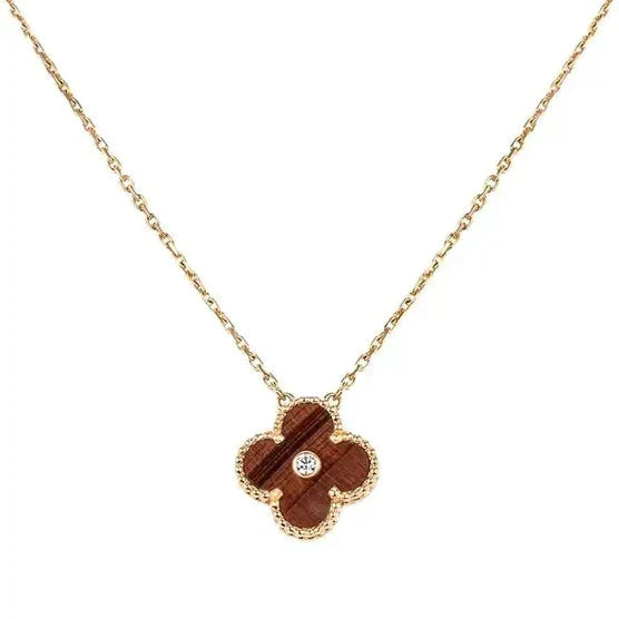 [BasloveJW]CLOVER 15MM DIAMANT UND GELB TIGERAUGE ACHAT halskette