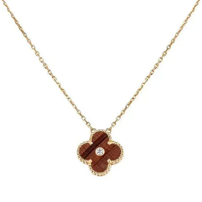 [BasloveJW]CLOVER 15MM DIAMANT UND GELB TIGERAUGE ACHAT halskette