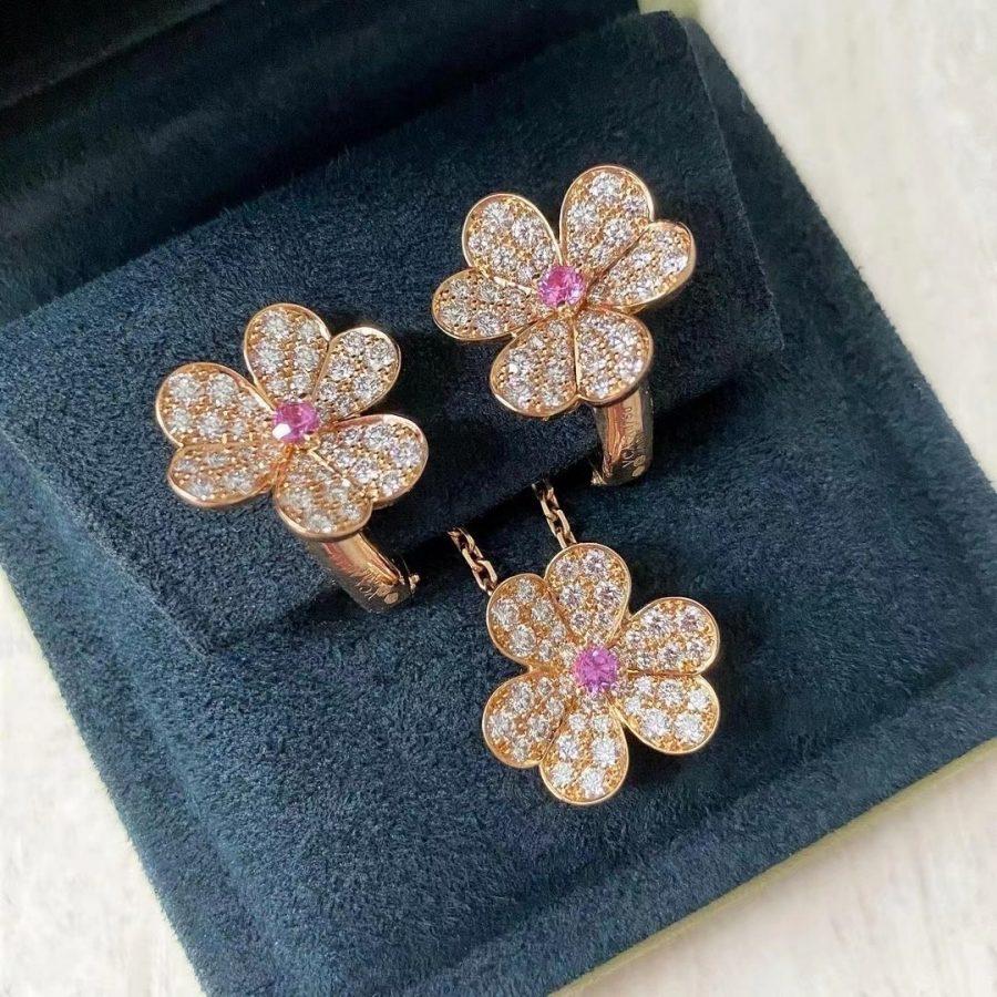 [basloveJW]FRIVOLE ROTGOLD-OHRRINGE MIT BLUMENDIAMANTEN