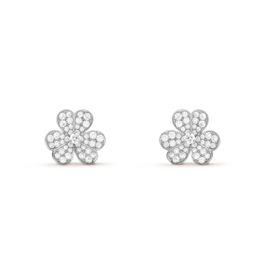[AURORA]FRIVOLE SILVER FLOWER DIAMOND EARRINGS
