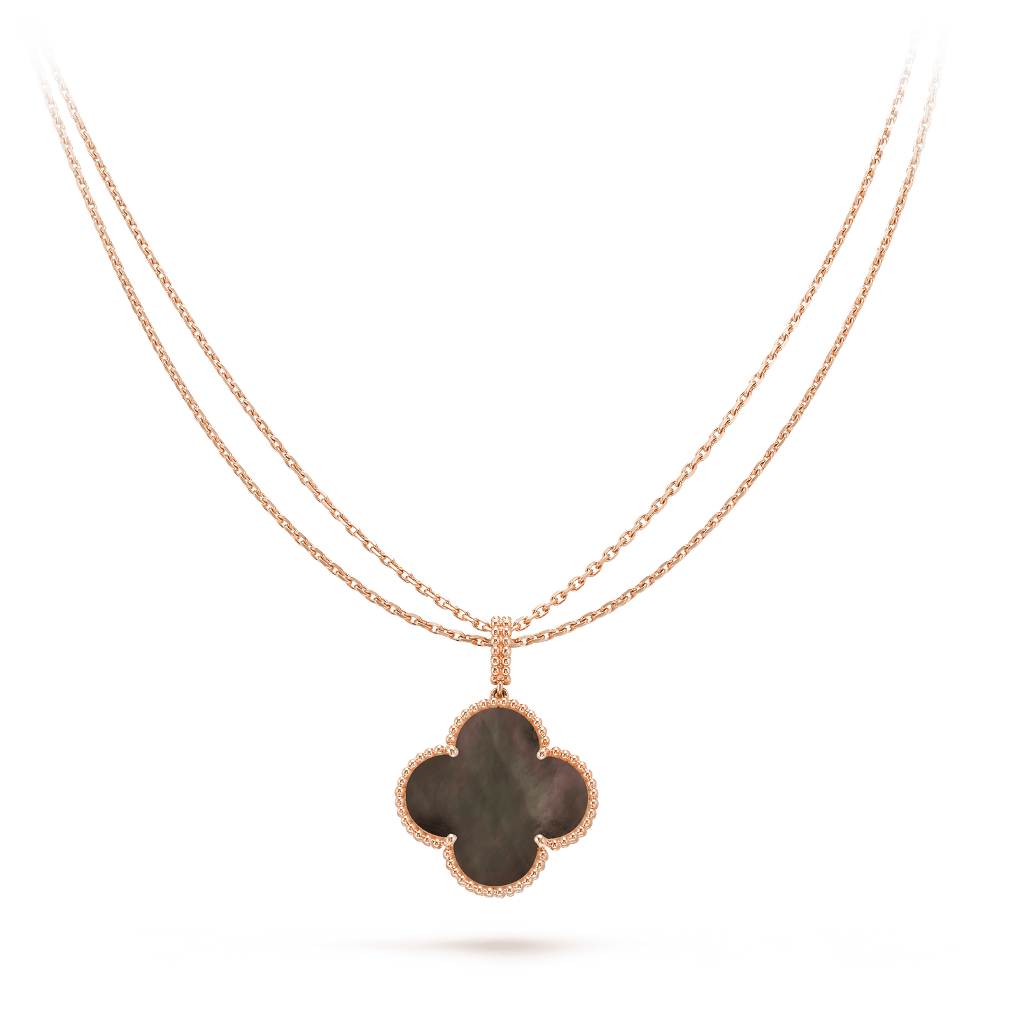 [basloveJW]CLOVER 25MM GOLD DARK MOP BIG CLOVER HALSKETTE